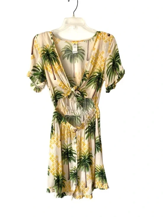 Agua Bendita Melanie Goa Dress Tropical Print size small Yellow Green - Picture 3 of 9